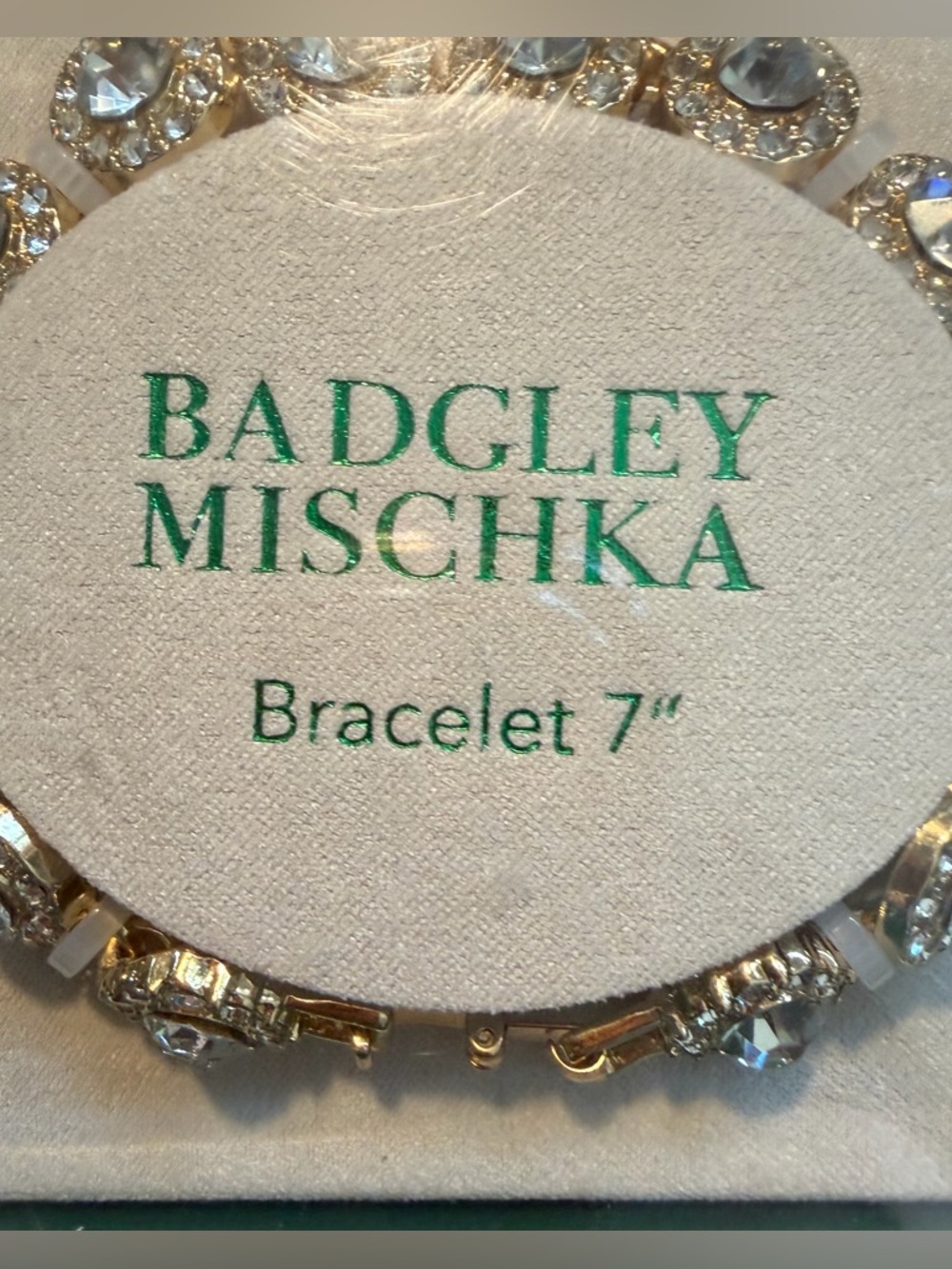 Badgley Mischka Crystal Necklace Bracelet Earrings Set Gold Tone - Picture 6 of 9